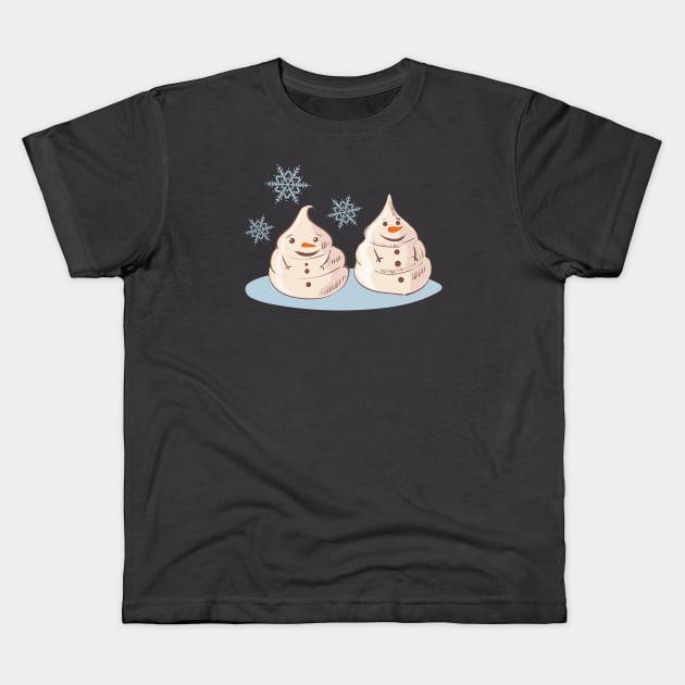 Snowmen with snowflakes Kids T-Shirt by Catdog